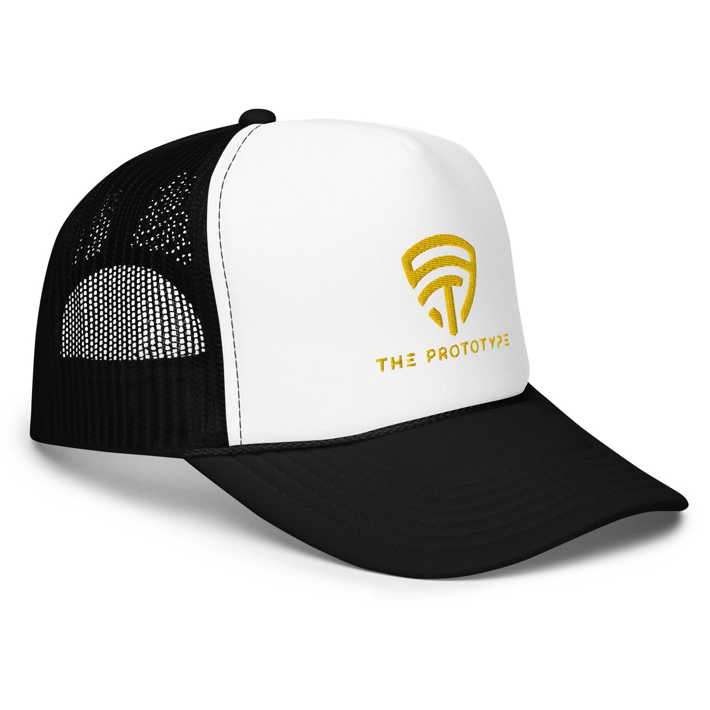 The Prototype Foam Trucker Hat Black/White/Gold - The Prototype The Prototype Foam Trucker Hat Black/White/Gold